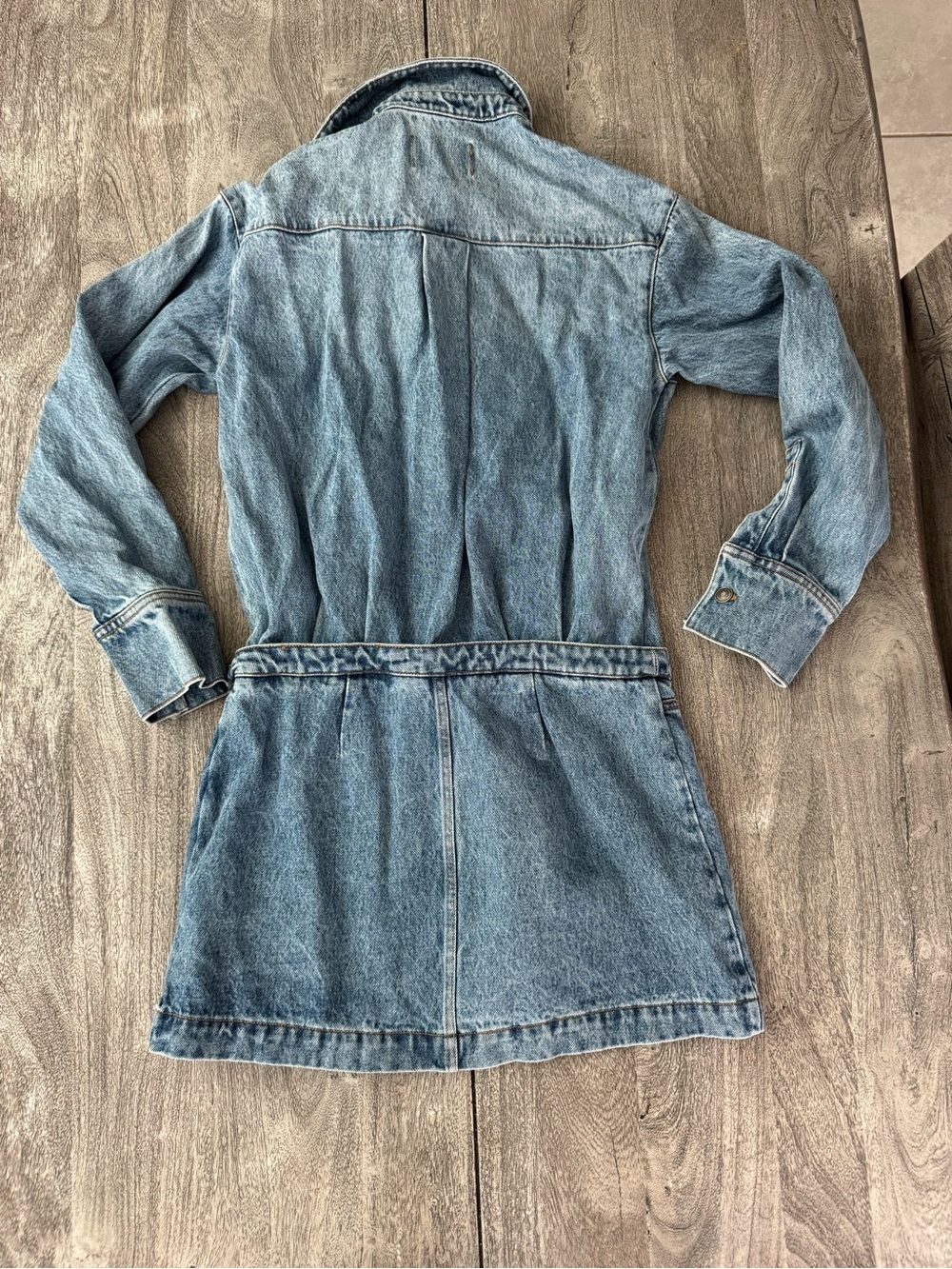Light Blue Denim Mini Dress with Button-Front and Pocket - will fit a small - Picture 6 of 6